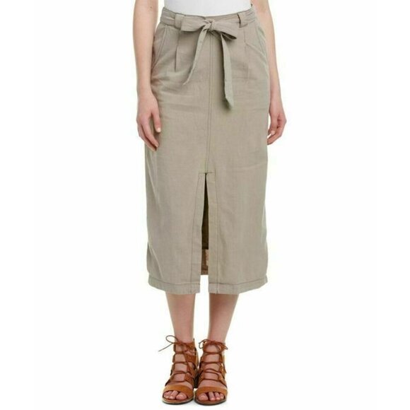 Free People Dresses & Skirts - NWT Free People Easy Breezy Linen Cotton Blend Taupe Midi Skirt Size 2 $128 NGP